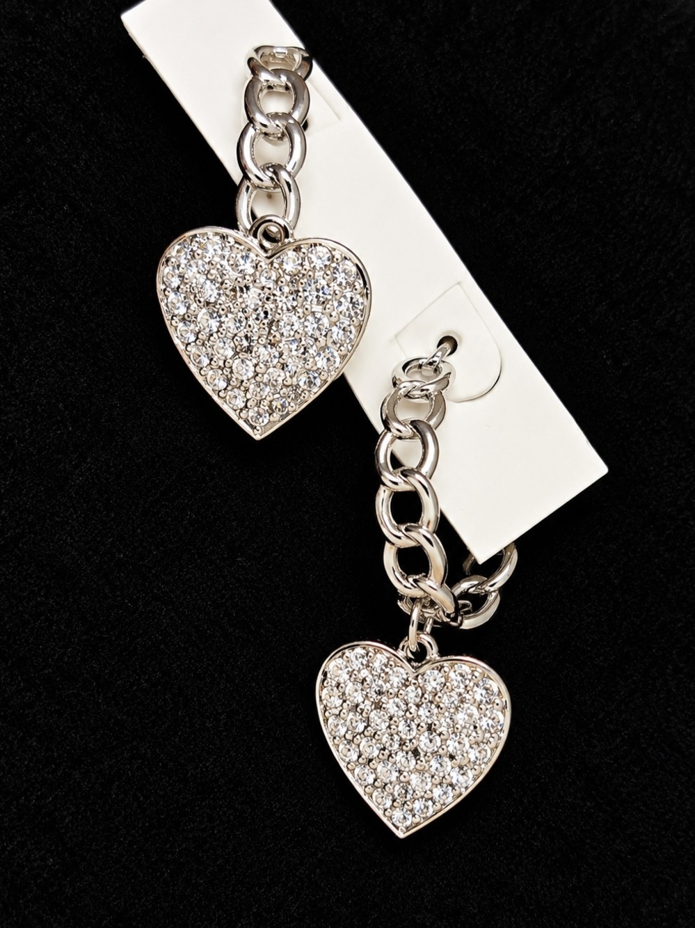 Silver Crystal Heart Earrings- Sparkling Silver Heart Jewelry